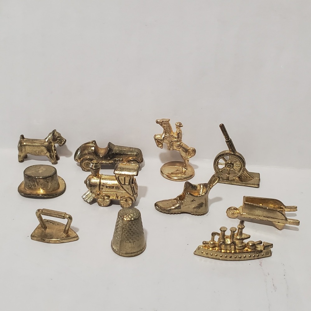 Monopoly Deluxe Edition 11 Golden Tokens Replacement Movers Parts Pieces Vintage
